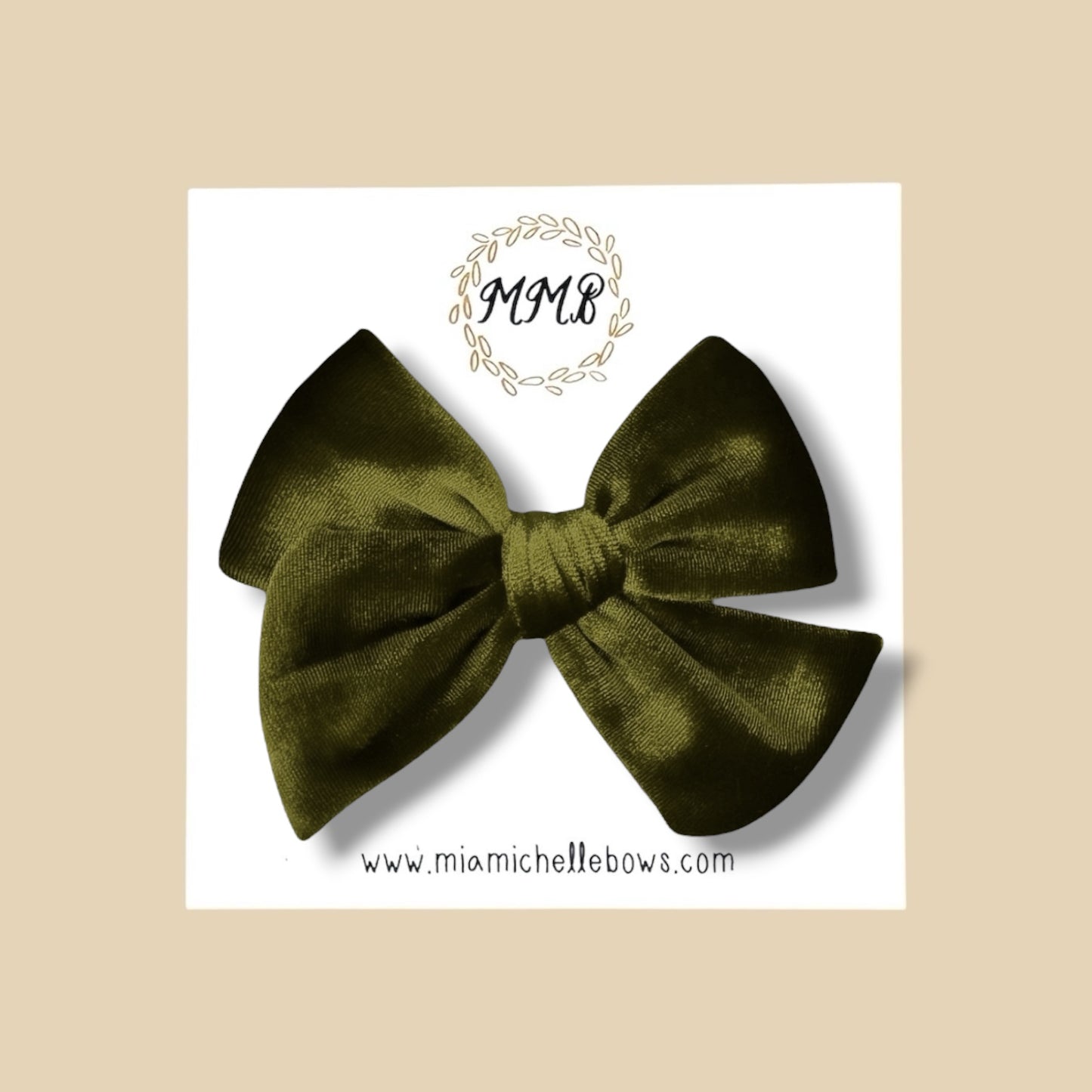 Velvet Bow in Olive