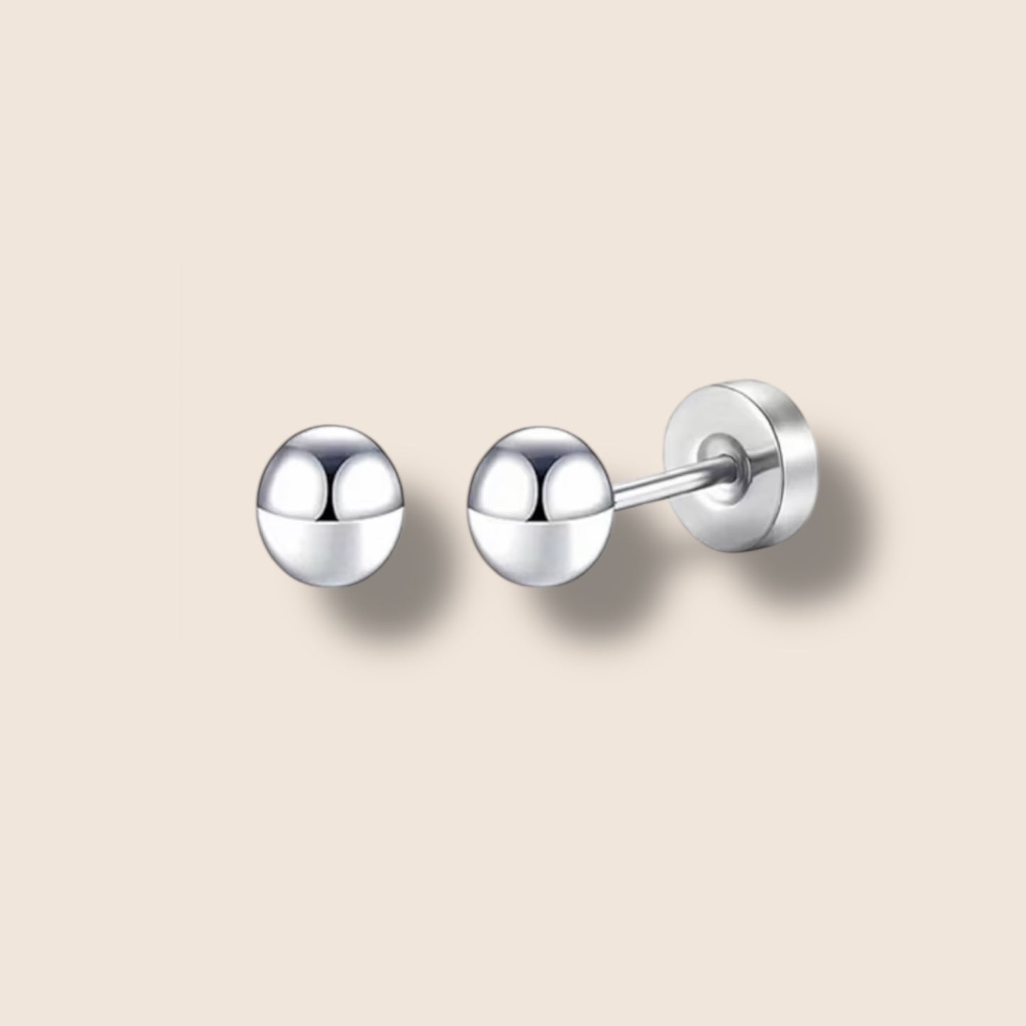 Silver ball Flat Screw Back Studs