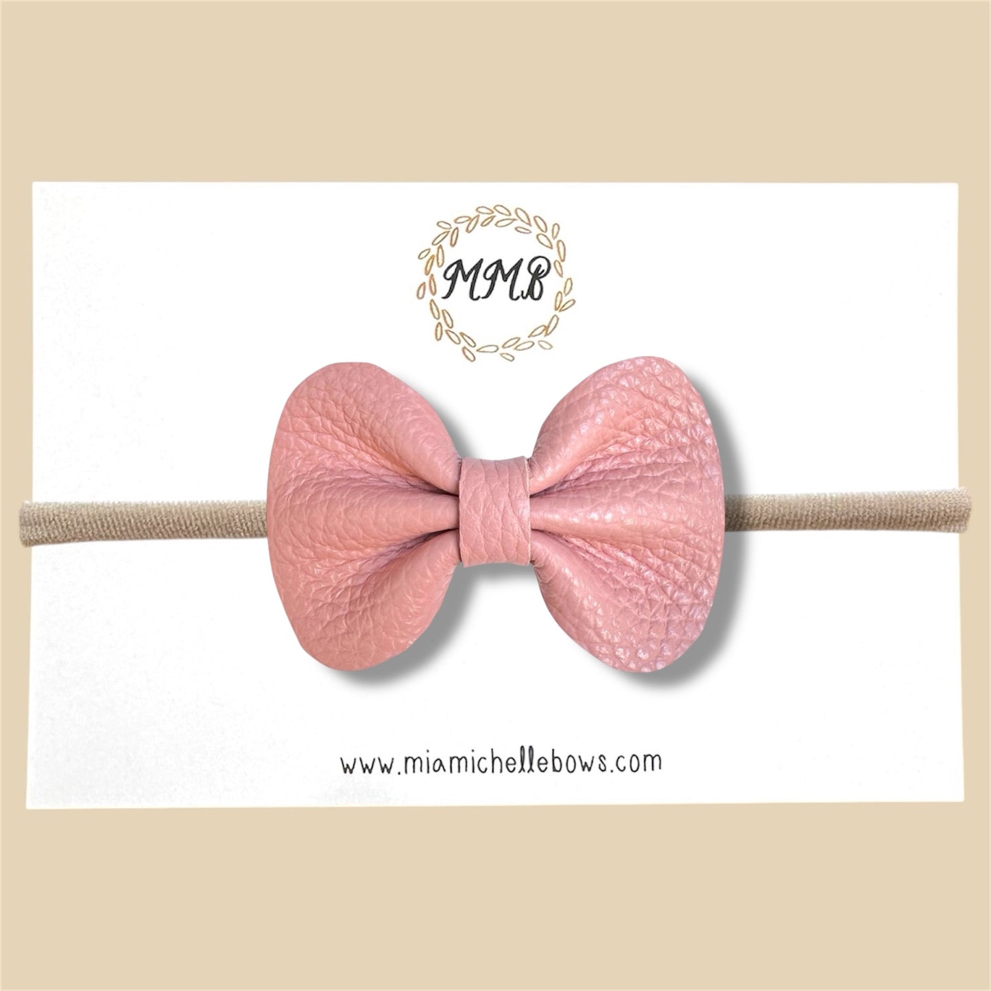 Blush Pebbled Genuine Leather Bow