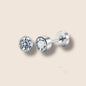 Silver CZ Flat Screw Back Studs