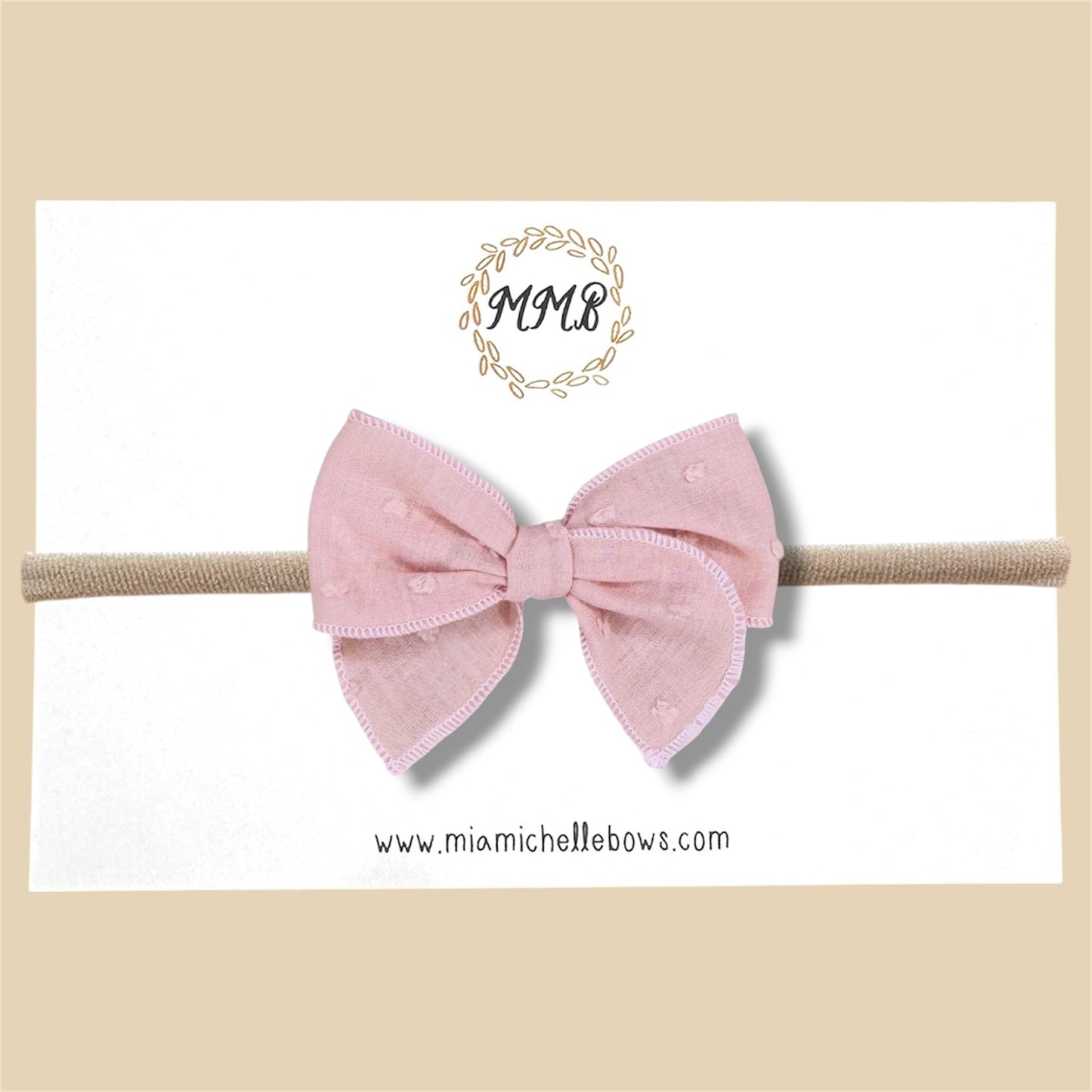 Blush Swiss Dot Fairytale Bow