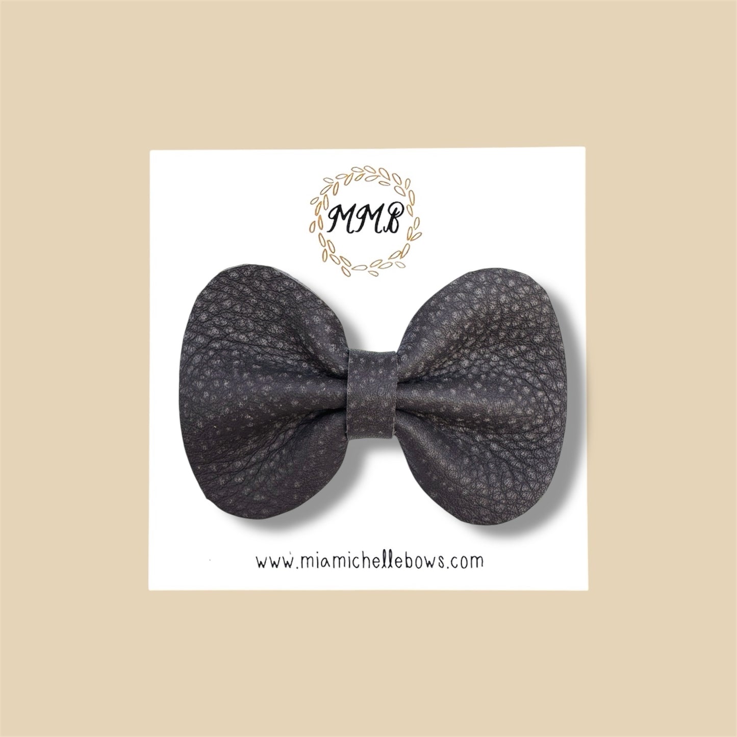 Dark Gray Genuine Leather Bow