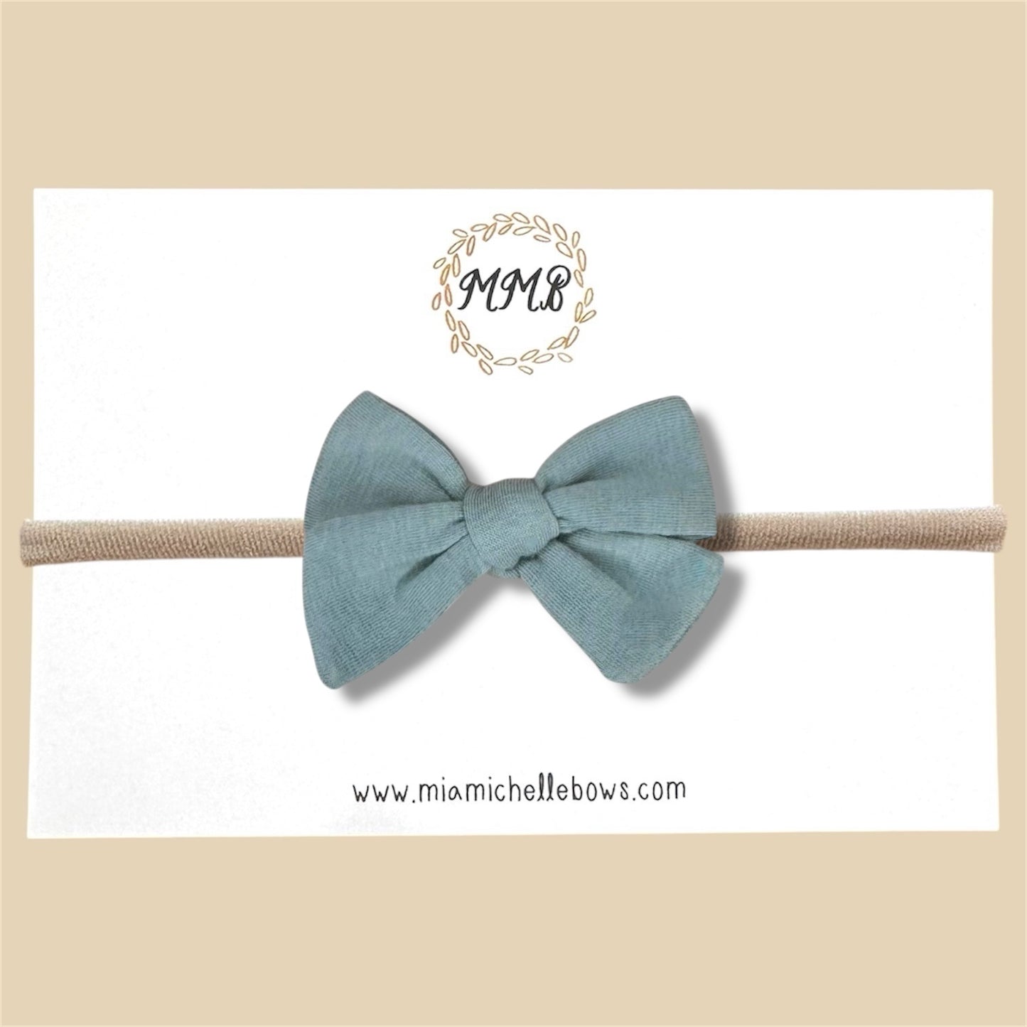 Gray Blue Stretch Knit Hand Tied Bow