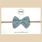 Gray Blue Stretch Knit Hand Tied Bow