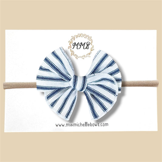 Denim Blue Stripe Fairytale Bow