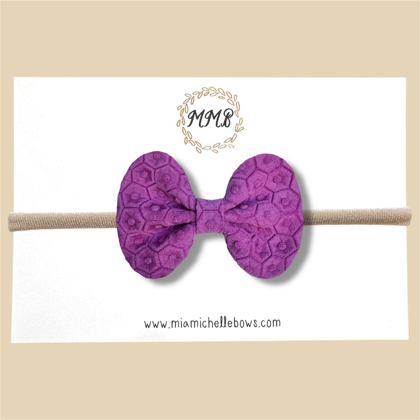 Purple Honeycomb Genuine Leather Bow