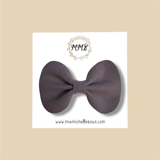 Gray Suede Vegan Leather Bow