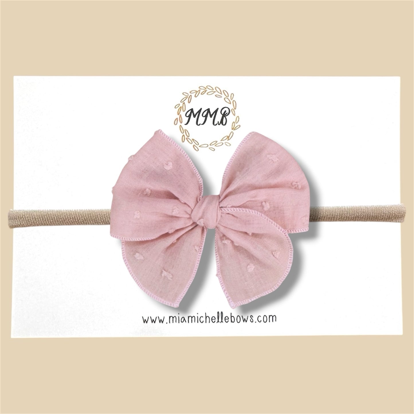Blush Swiss Dot Fairytale Bow