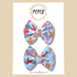 Baby Blue Floral —Jersey Knit Mini Pigtail Bows
