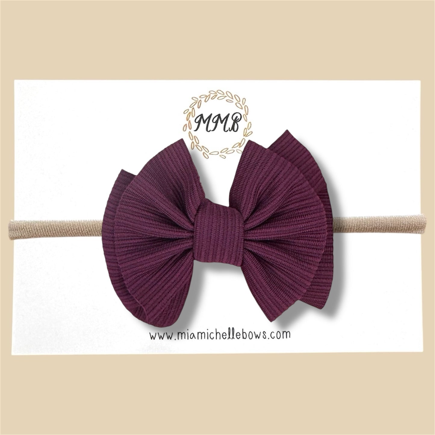 Burgundy Ribbed Sassy Bow