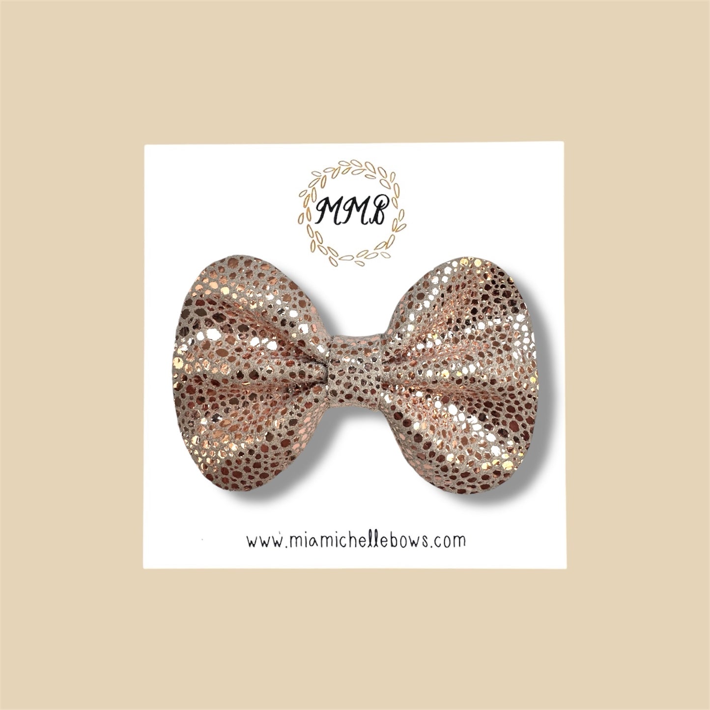 Rose Gold Speckled Genuine Leather Bow