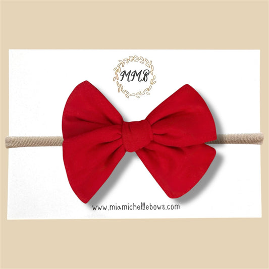 Red Stretch Knit Hand Tied Bow