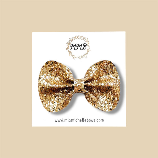 Gold Embroidered Glitter Bow