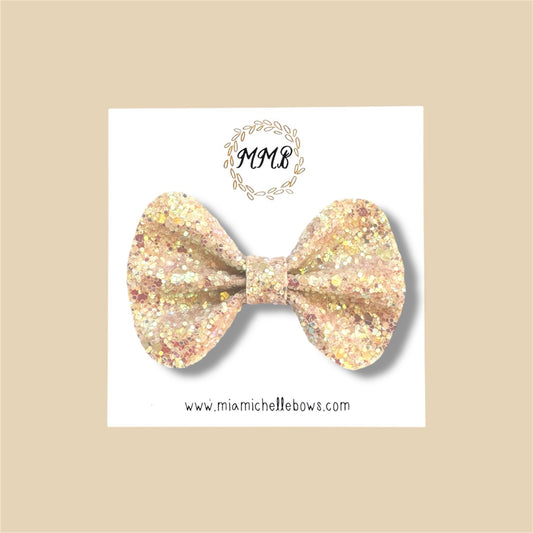Beige Iridescent Glitter Bow