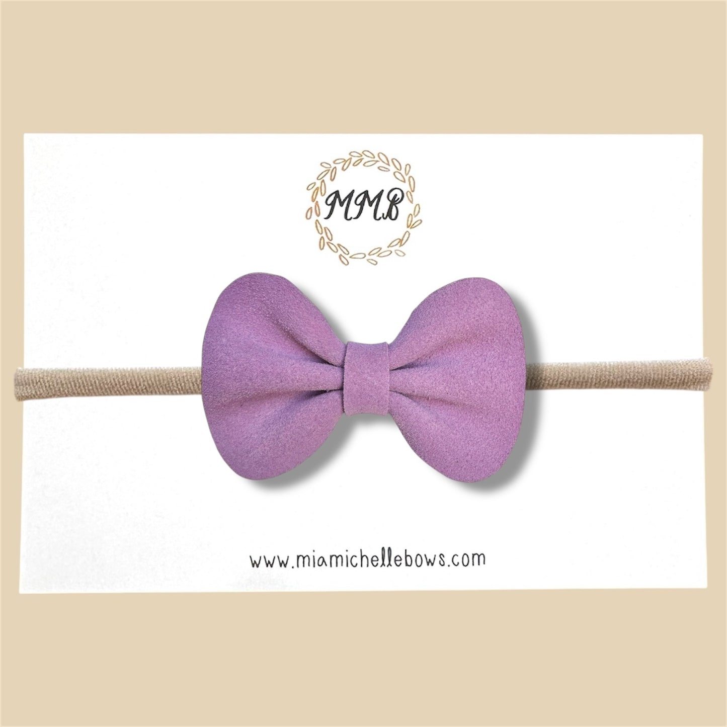 Lavender Suede Genuine Leather Bow