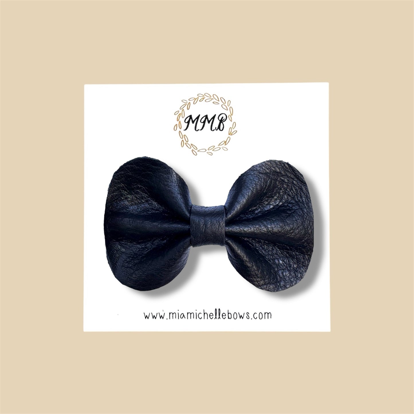 Black Genuine Leather Bow