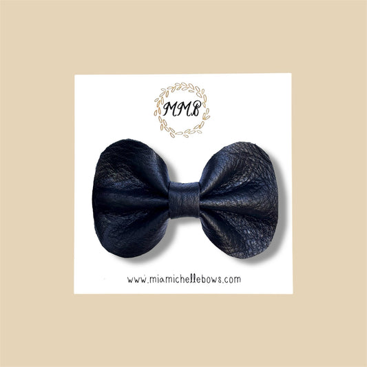 Black Genuine Leather Bow