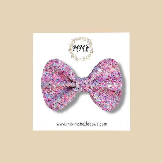 Confetti Pink & Purple Glitter Bow