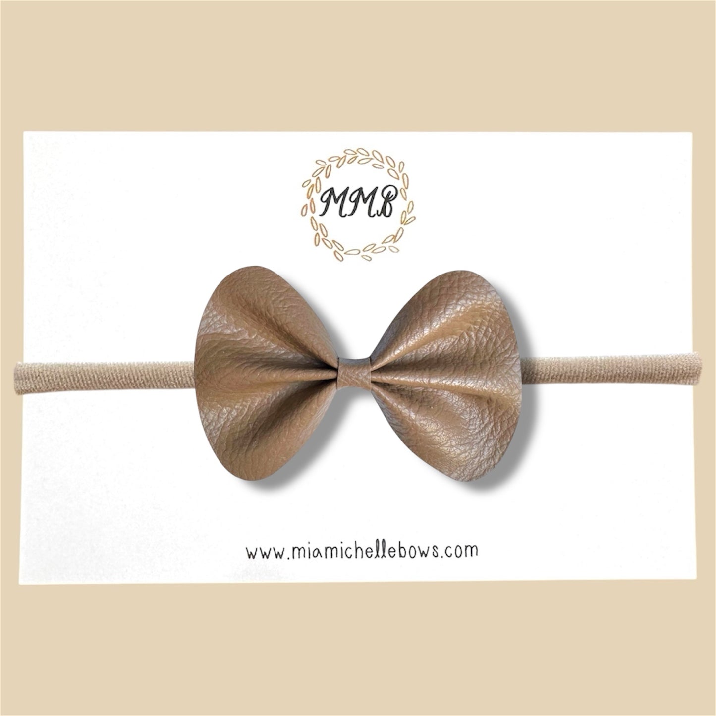Tan Vegan Leather Bow