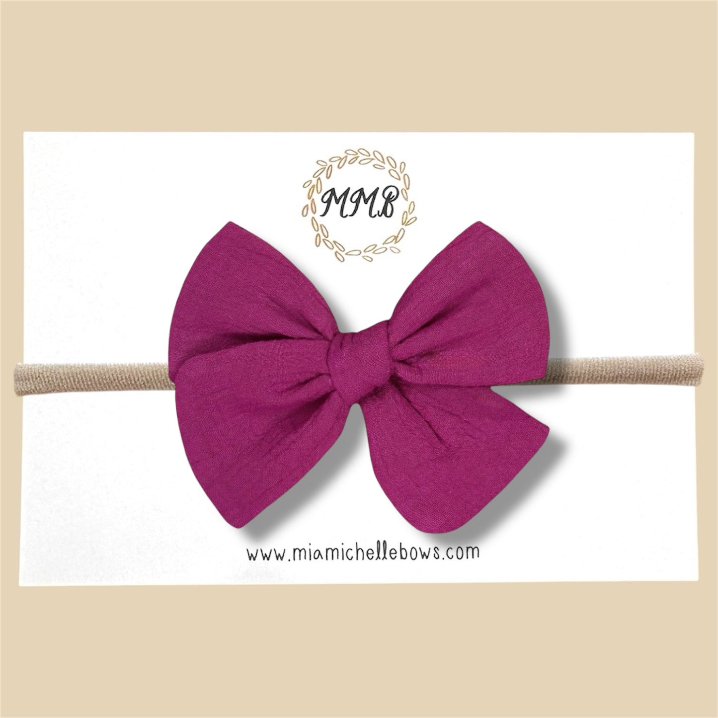 Hand-tied Gauze Bow in Dark Fuchsia