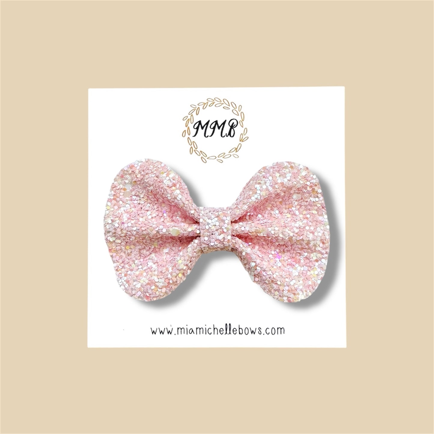 Blush Sparkle Glitter Bow