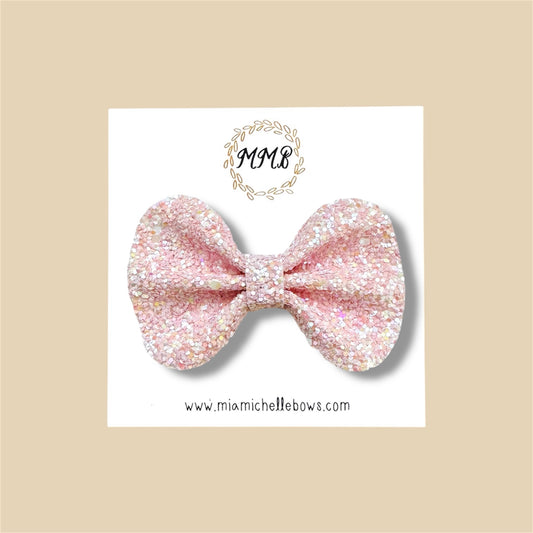Blush Sparkle Glitter Bow