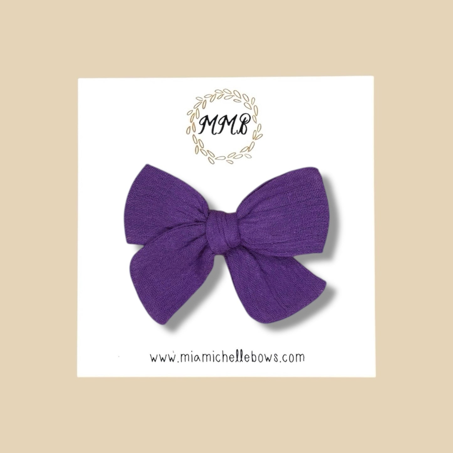 Hand-tied Gauze Bow in Purple