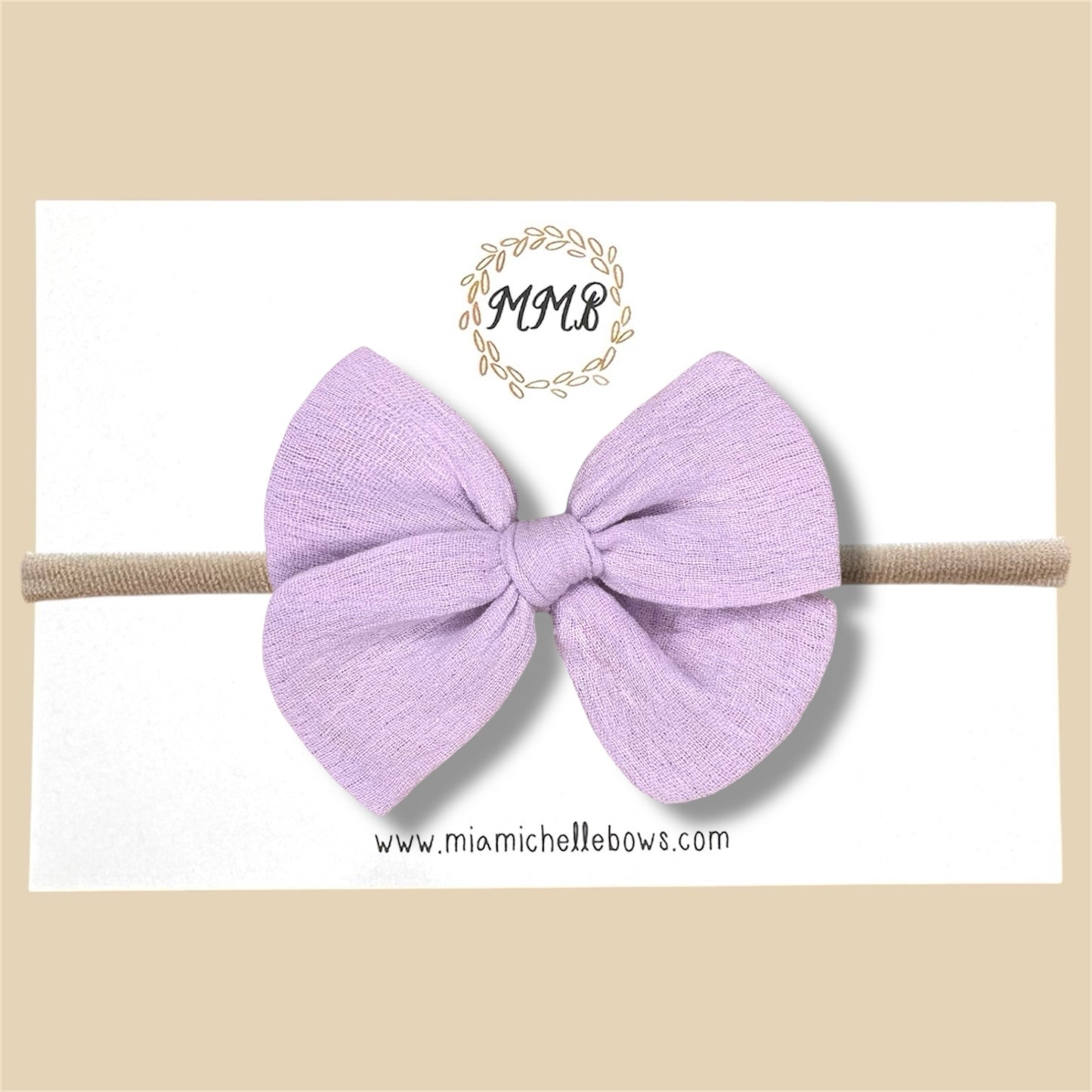 Hand-tied Gauze Bow in Lavender