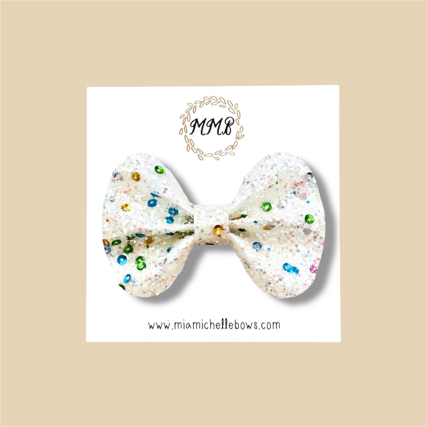 White Confetti Glitter Bow