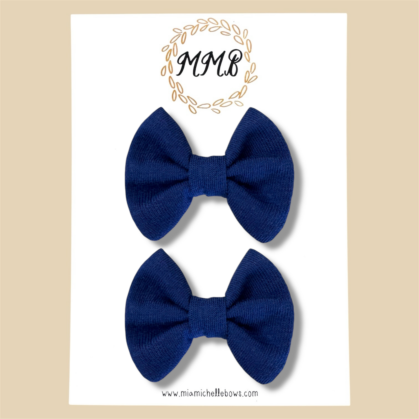 Navy—Jersey Knit Mini Pigtail Bows