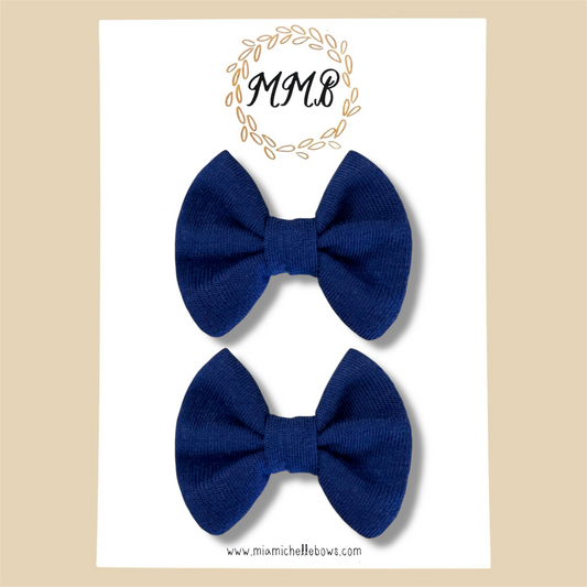 Navy—Jersey Knit Mini Pigtail Bows
