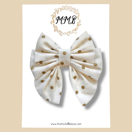 Ivory & Gold Polkadot Luxe Bow