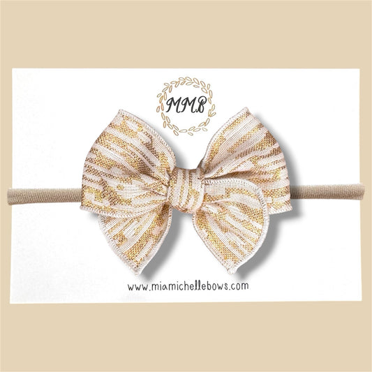 Gold & Cream Linen Fairytale Bow