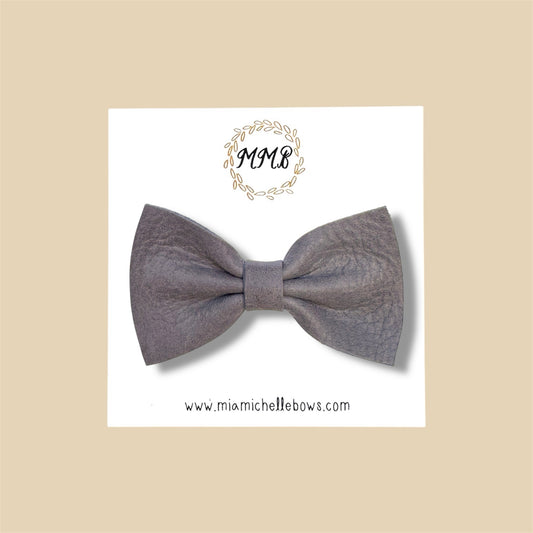 Gray Slim Line Genuine Leather Bow