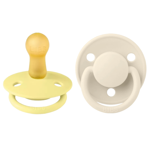Bibs De Lux Rubber Pacifier 2 Pack- Sunshine/ Ivory