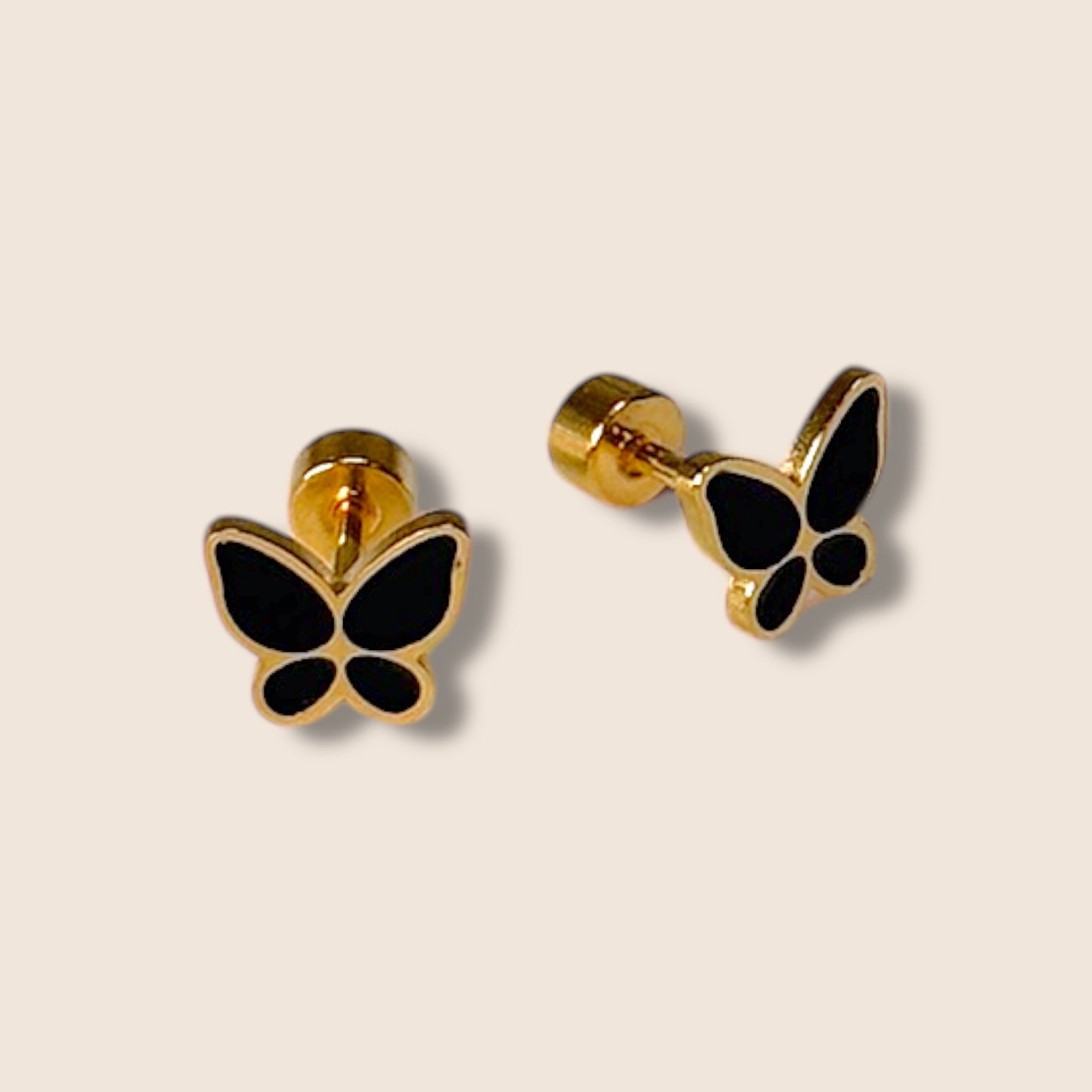 Gold Butterfly Screw Back Studs