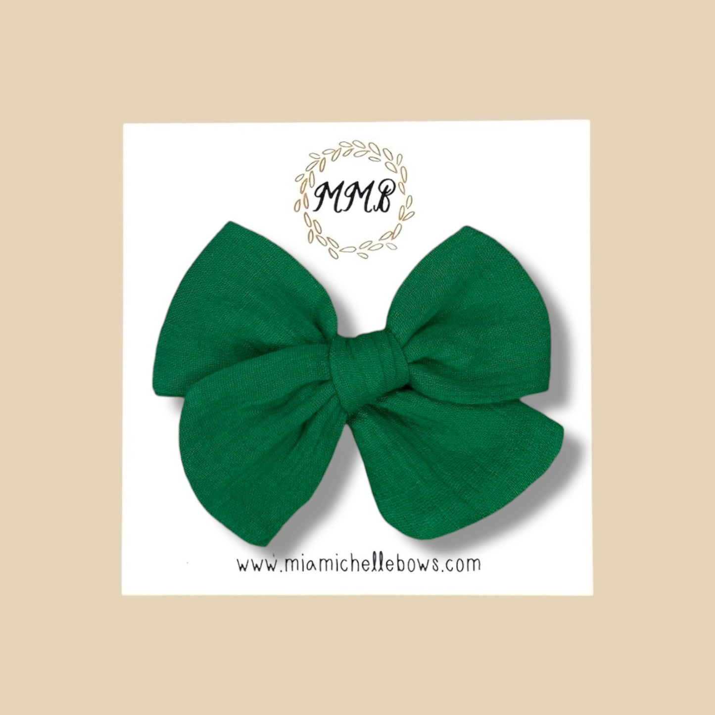 Hand-tied Gauze Bow in Emerald Green