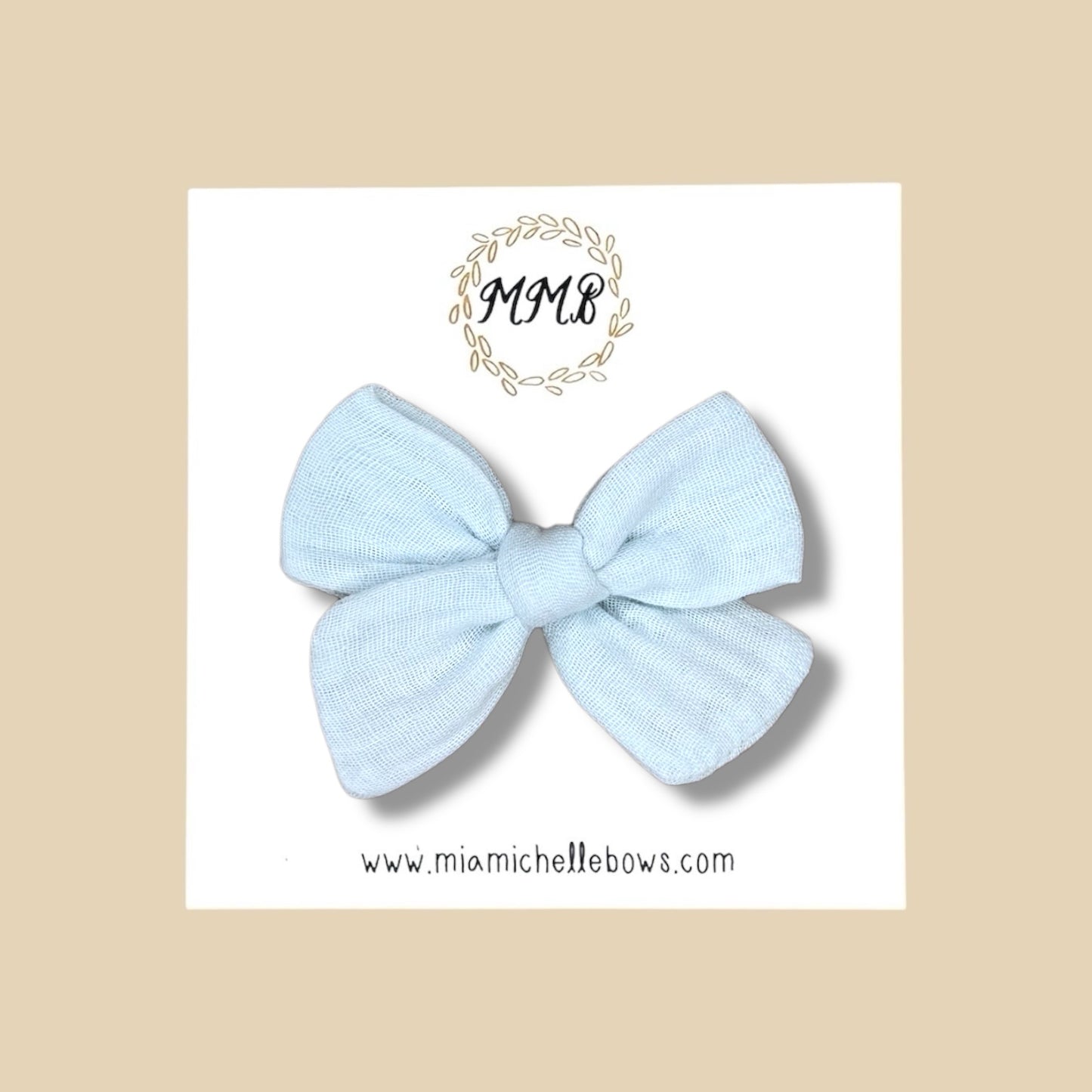 Hand-tied Gauze Bow in Sky Blue