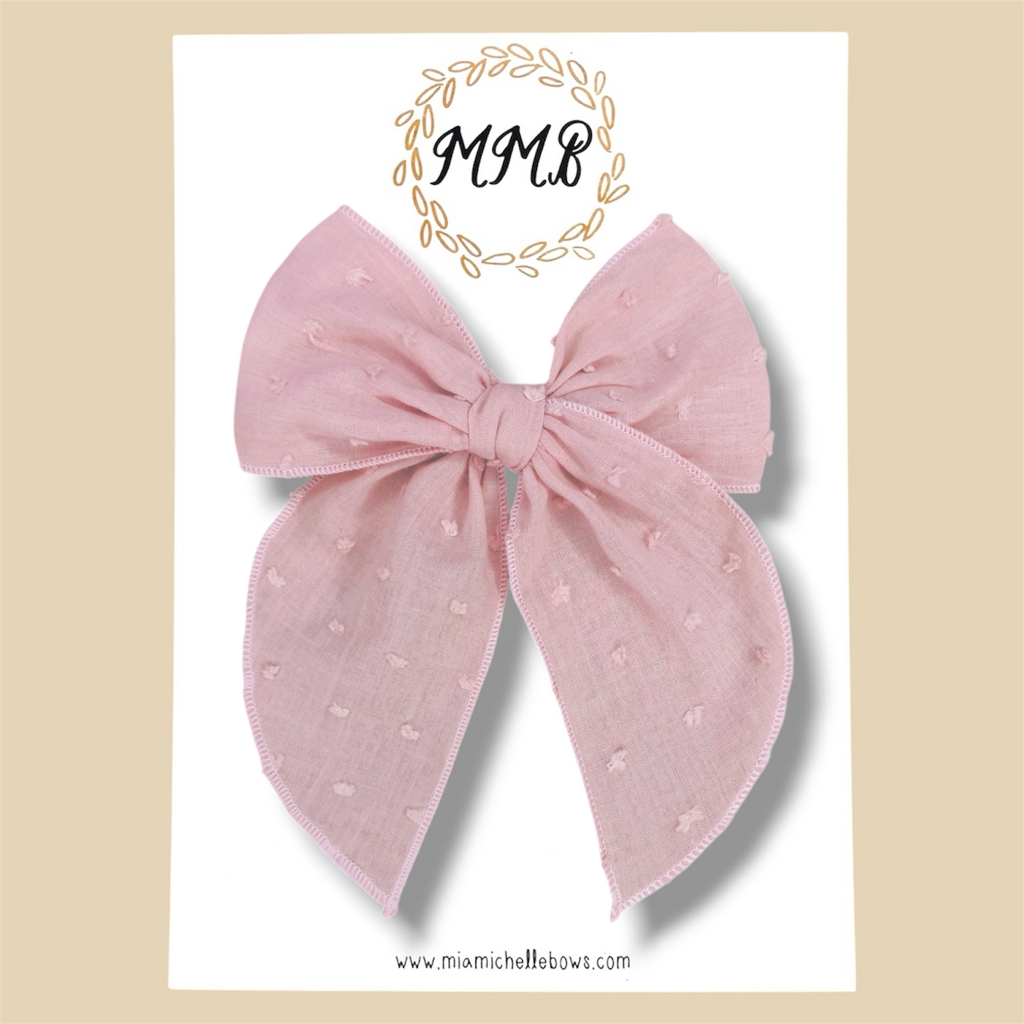 Blush Swiss Dot Fairytale Bow