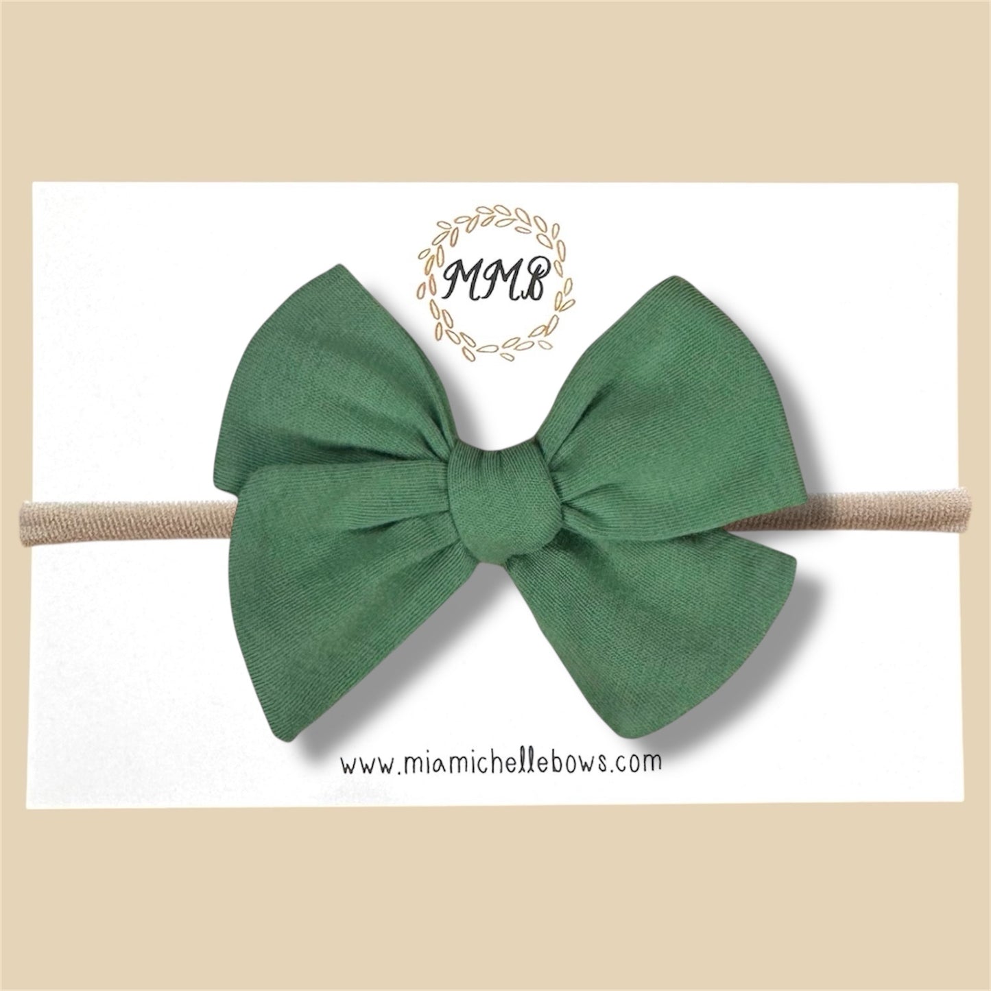 Green Stretch Knit Hand Tied Bow