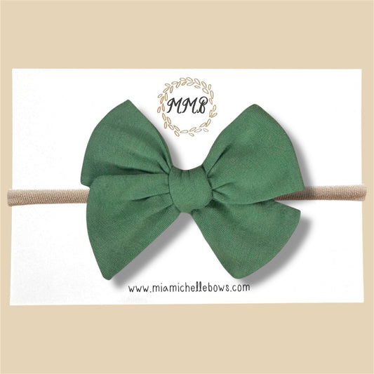 Green Stretch Knit Hand Tied Bow