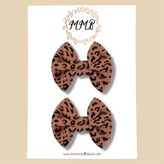 Cheetah—Jersey Knit Mini Pigtail Bows
