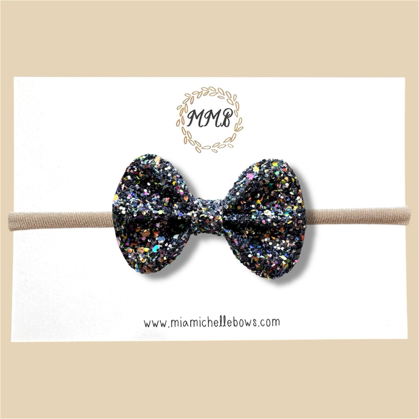 Black Confetti Glitter Bow