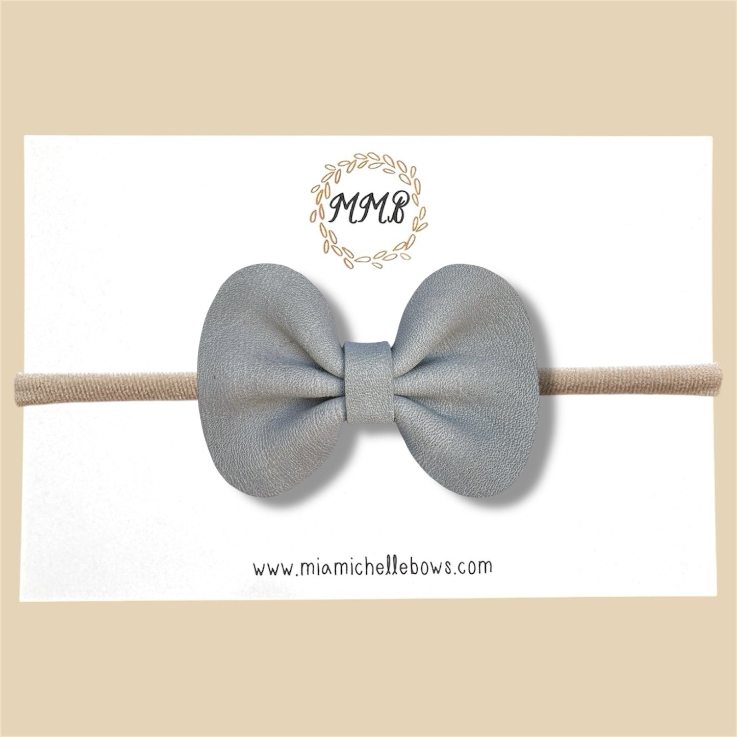 Gray Genuine Leather Bow