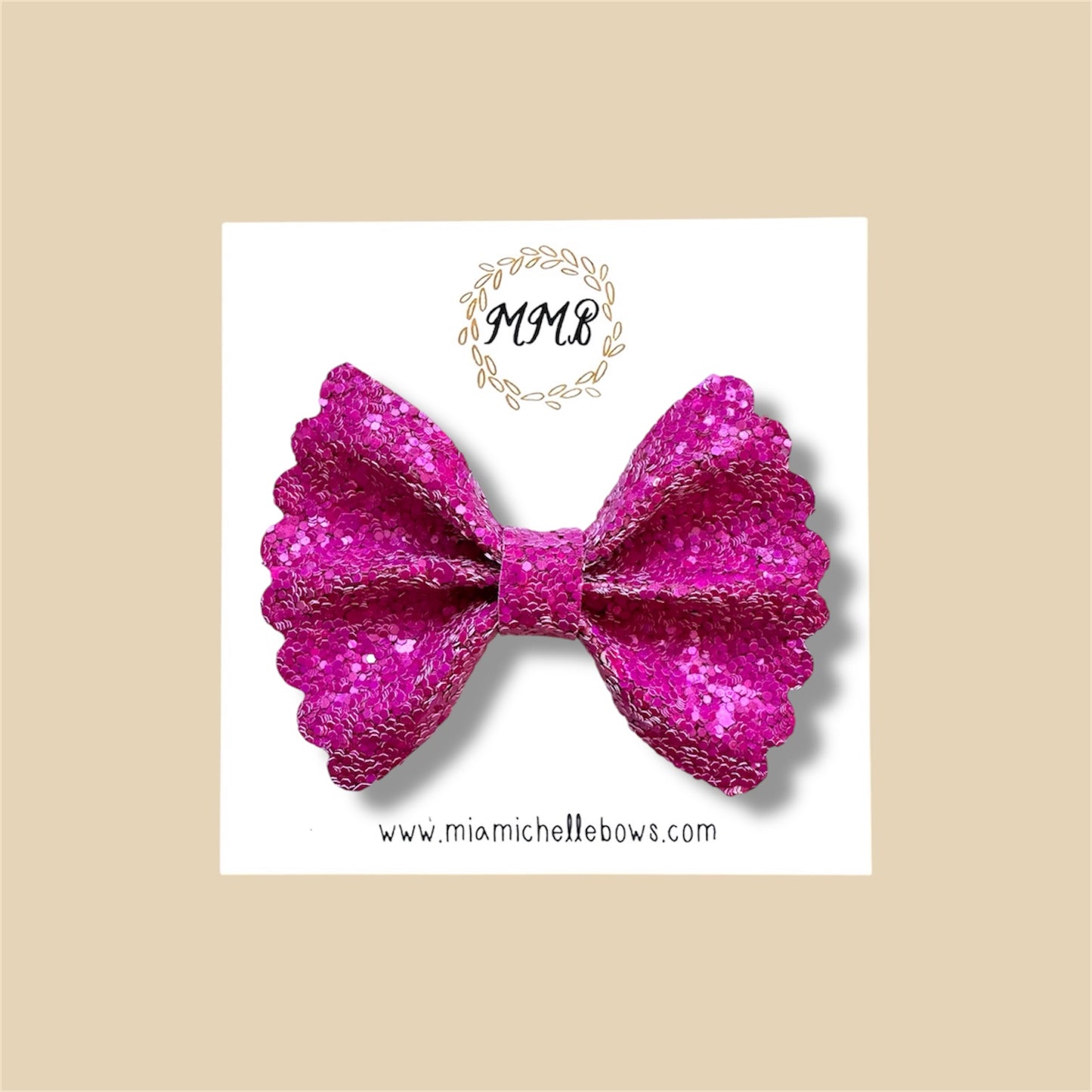 Magenta Scalloped Glitter Bow