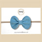 Bright Blue Basketweave Genuine Leather Bow
