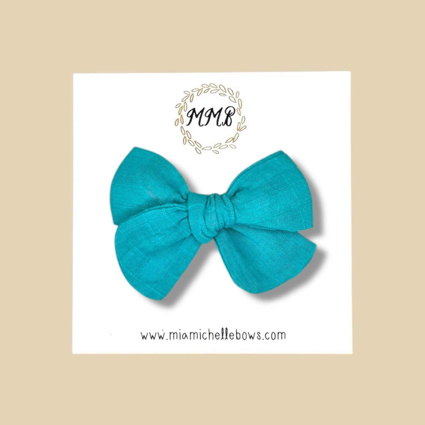 Hand-tied Gauze Bow in Turquoise