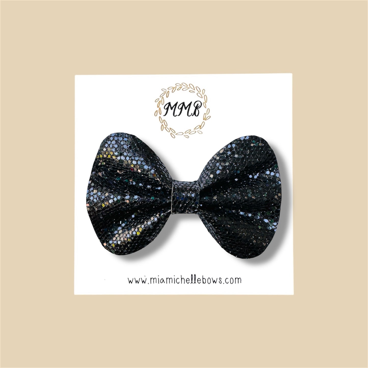 Black Disco Glitter Bow