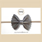 Dark Greige Scalloped Genuine Leather Bow