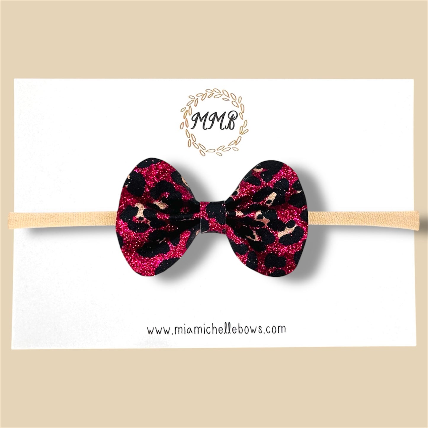 Magenta Leopard Glitter Bow